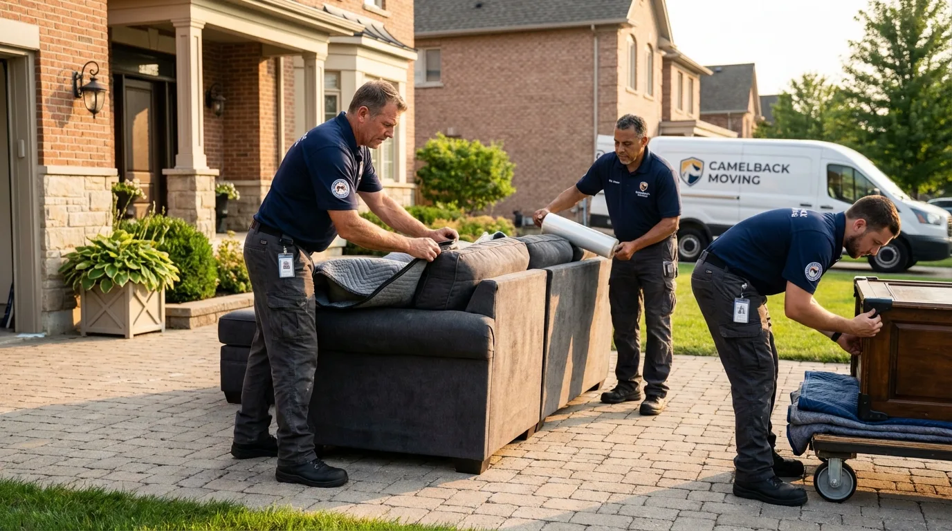 Large estate moving crew wrapping furniture in Atwater, CA