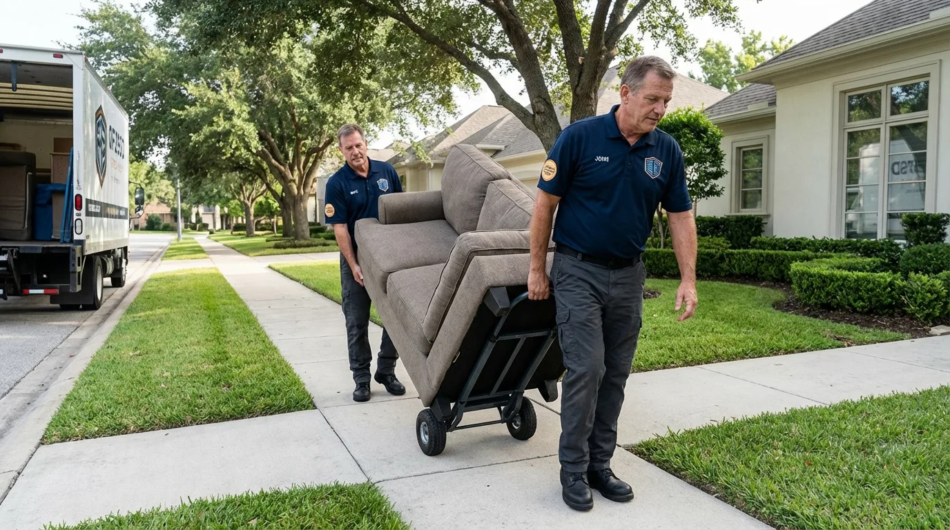 Local residential moving crew loading furniture in Atwater, CA