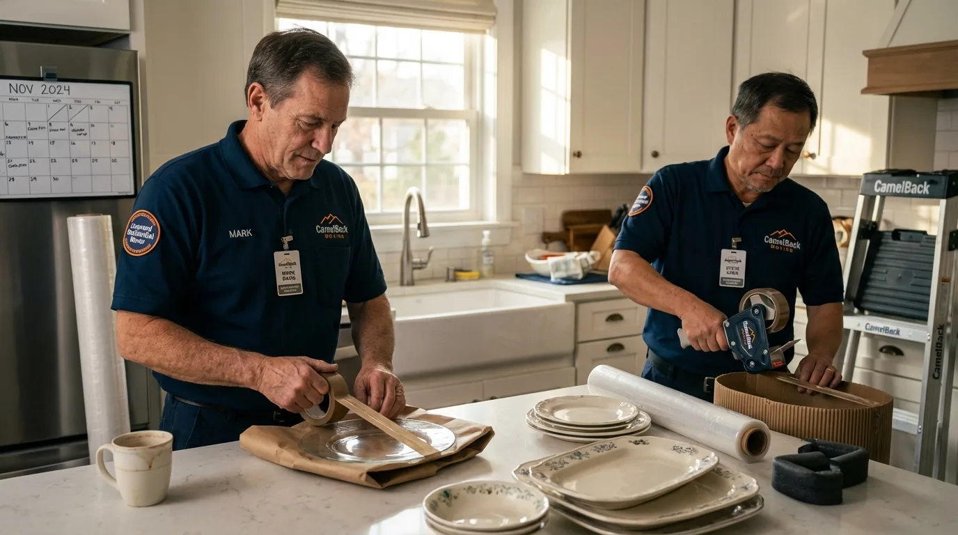 Professional crew packing kitchen dishware in Atwater, CA